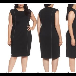 Sejour Contrast Seam Ponte Sheath Dress